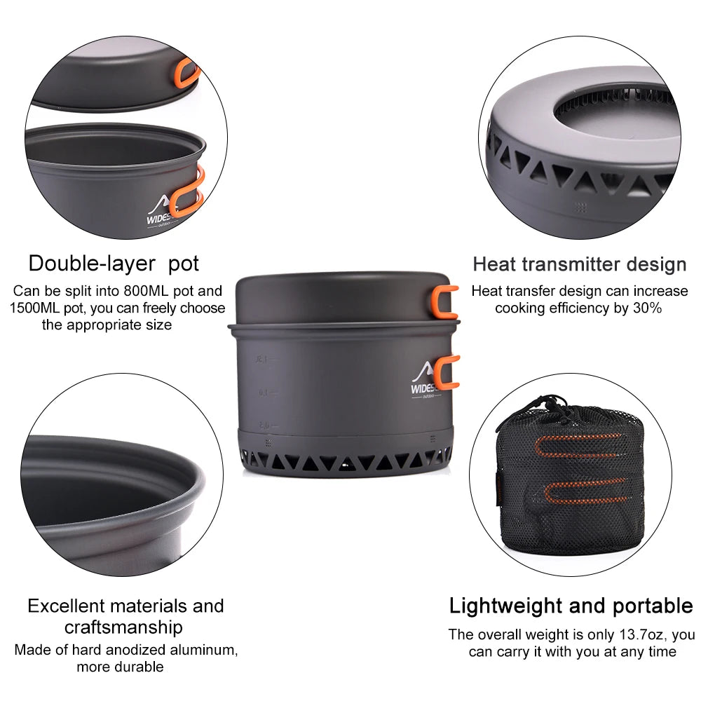 Widesea Camping Cookware Set – Lightweight Pots, Kettle & Tableware
