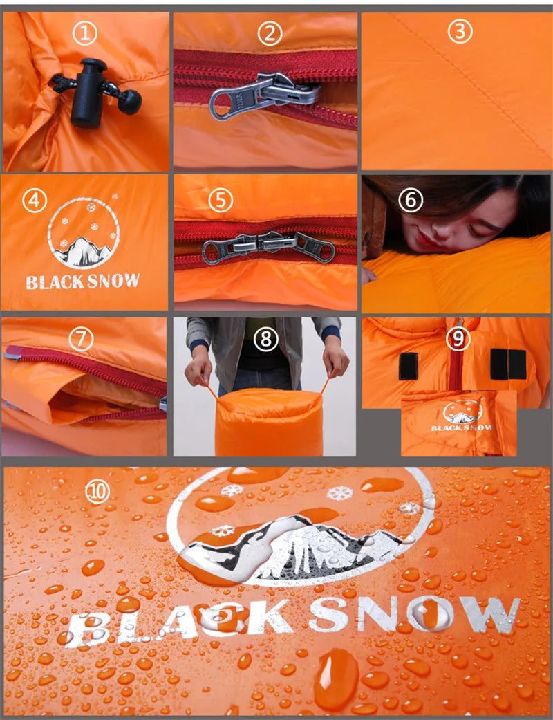 BLACKSNOW Very Warm White Goose Down Mummy Sleeping Bag – Winter-Ready Thermal Comfort