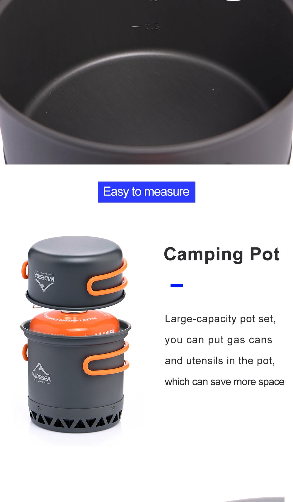 Widesea Camping Cookware Set – Lightweight Pots, Kettle & Tableware