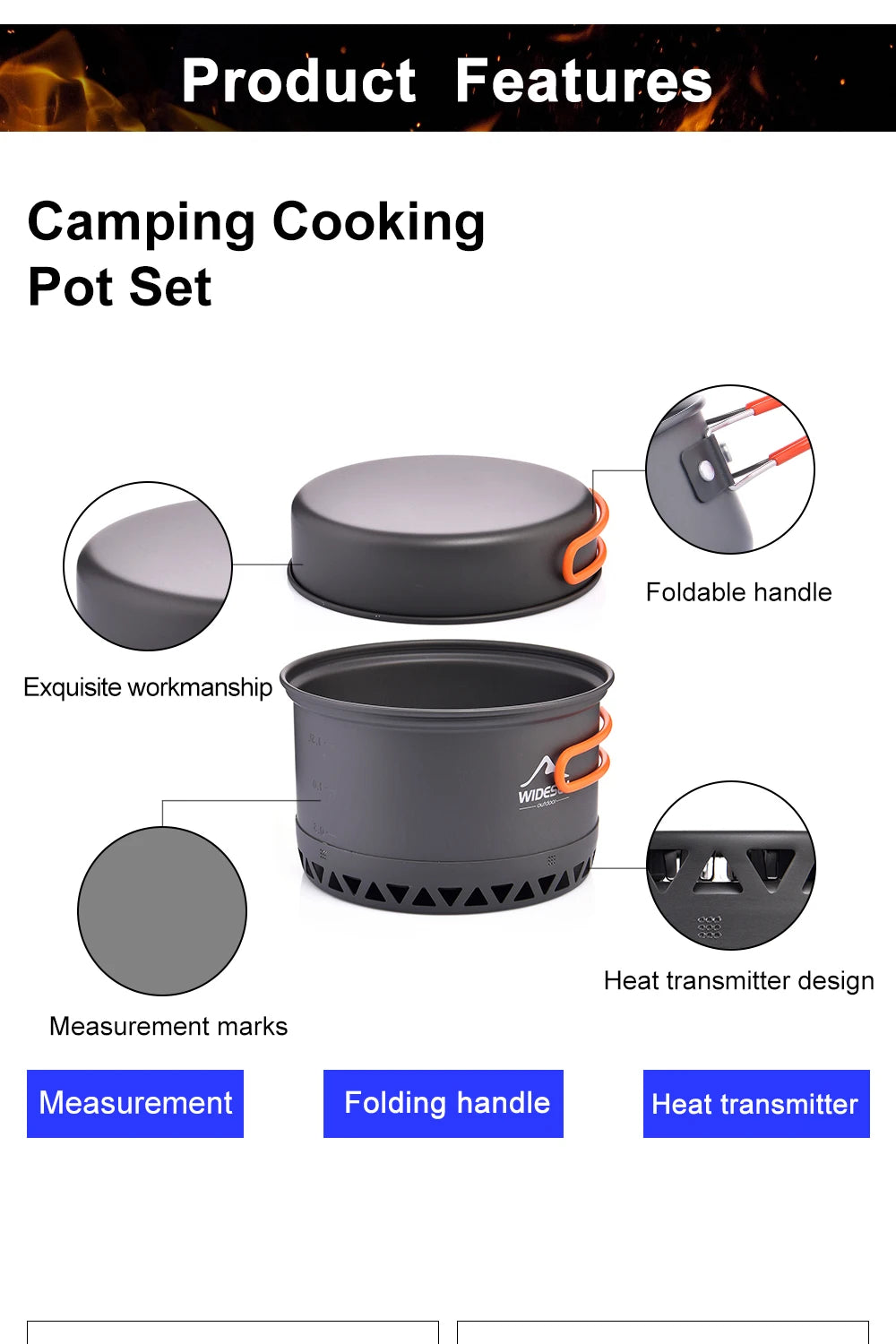 Widesea Camping Cookware Set – Lightweight Pots, Kettle & Tableware