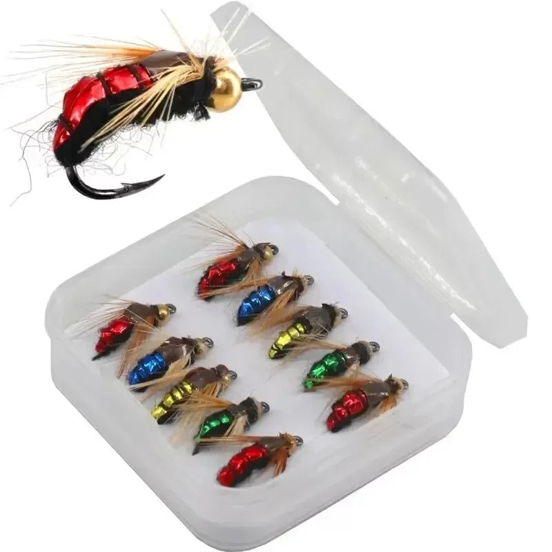 Artificial Insect Fly Fishing Bait with Brass Bead (5/10pcs)