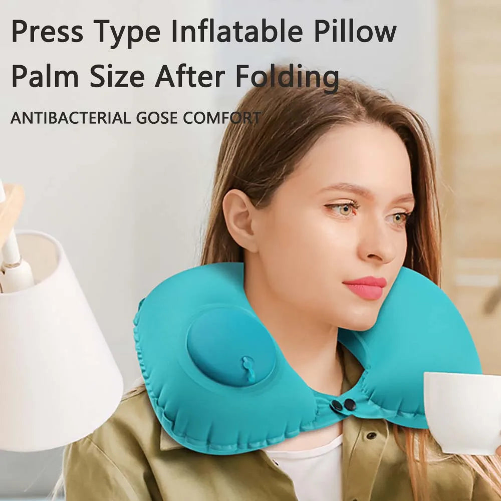 TARKA Inflatable Flocking Neck Pillow for Travel & Camping