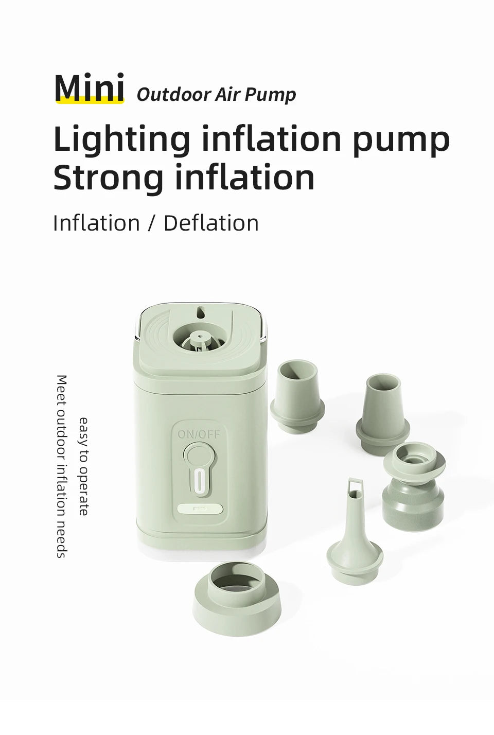 3-in-1 Electric Air Pump with Lights – Mini Wireless Inflator & Deflator