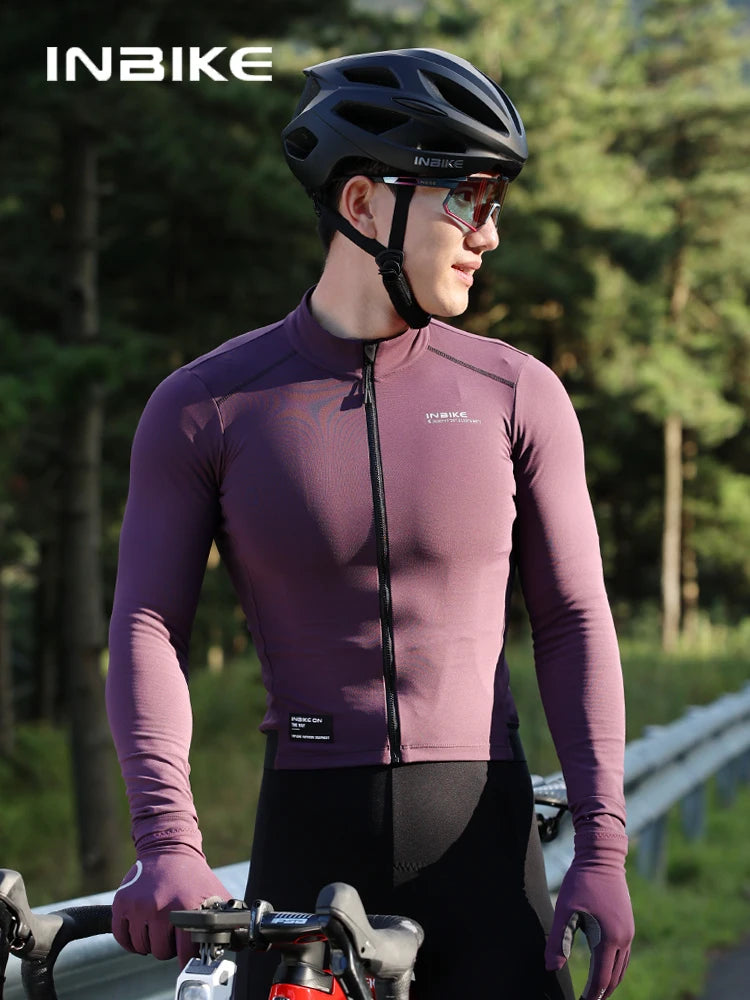 INBIKE Winter Men’s Cycling Jersey – Long Sleeve Fleece Warm MTB & Road Bike Clothing