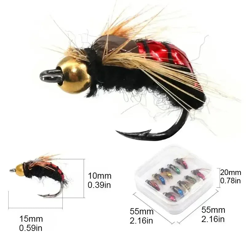 Artificial Insect Fly Fishing Bait with Brass Bead (5/10pcs)