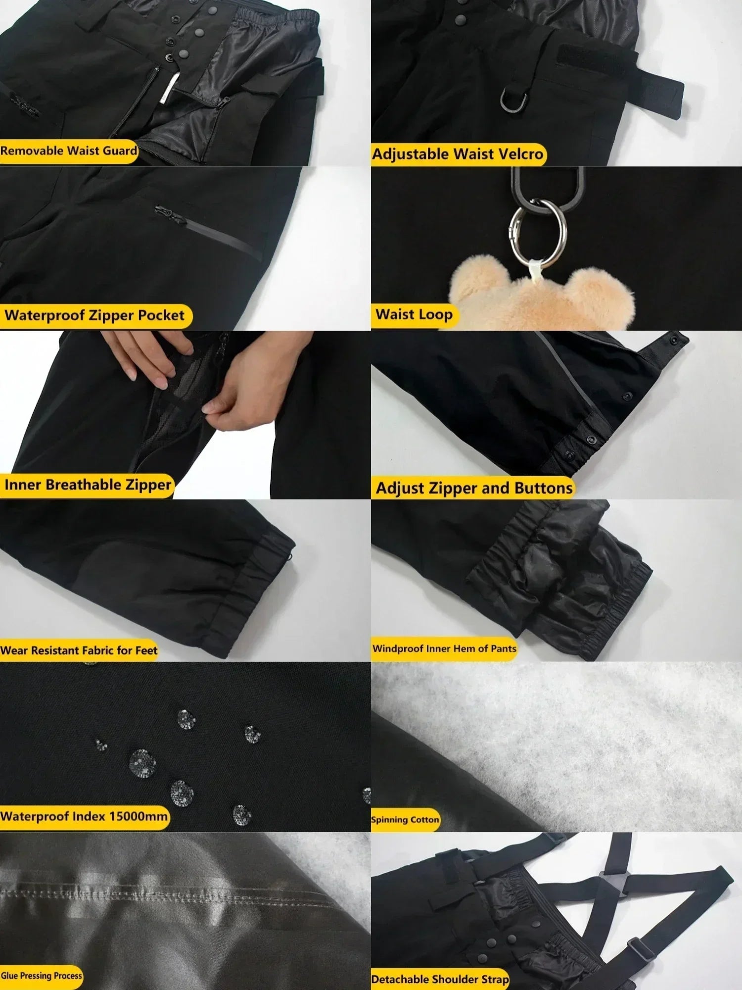 Waterproof Ski & Snow Overalls with Suspenders