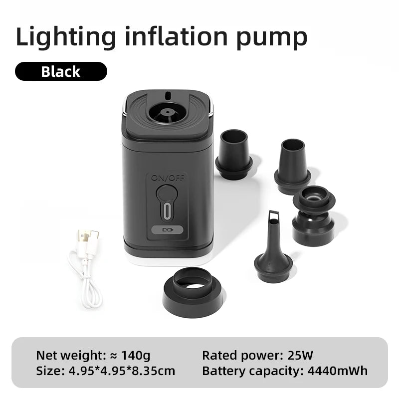 3-in-1 Electric Air Pump with Lights – Mini Wireless Inflator & Deflator