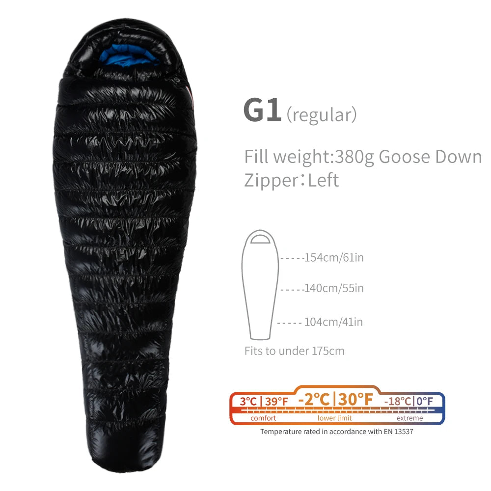 AEGISMAX Premium 800FP Goose Down Sleeping Bag – Compact, Warm & Built for Adventure