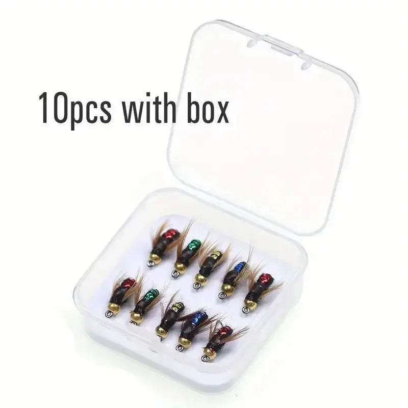 Artificial Insect Fly Fishing Bait with Brass Bead (5/10pcs)