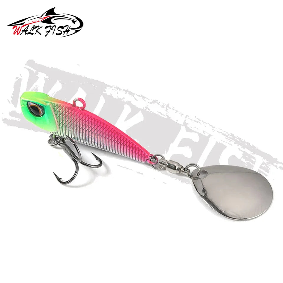 WALK FISH Spinner Bait Metal VIB Fishing Lure – Rotating Tail Vibration Sequins