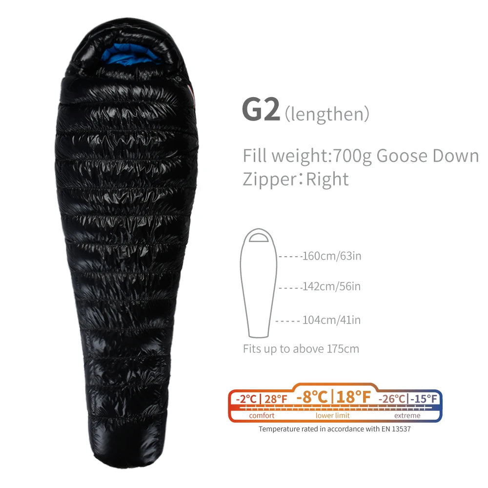 AEGISMAX Premium 800FP Goose Down Sleeping Bag – Compact, Warm & Built for Adventure