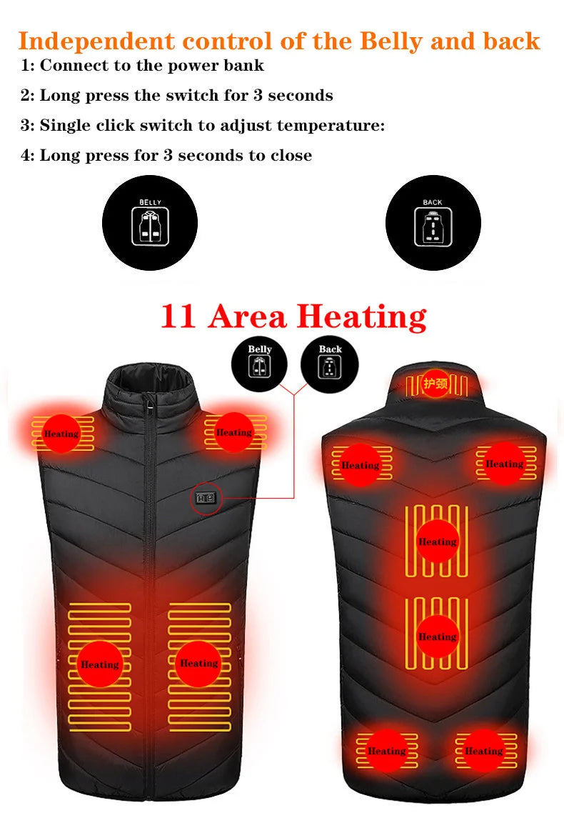 USB Heating Jacket for Men & Women (9/13/17 Zone)