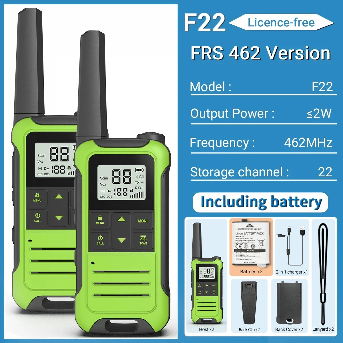 2pcs Baofeng F22 Mini Walkie Talkies