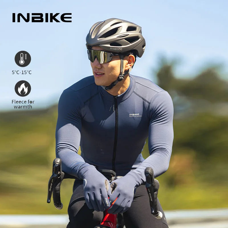 INBIKE Winter Men’s Cycling Jersey – Long Sleeve Fleece Warm MTB & Road Bike Clothing