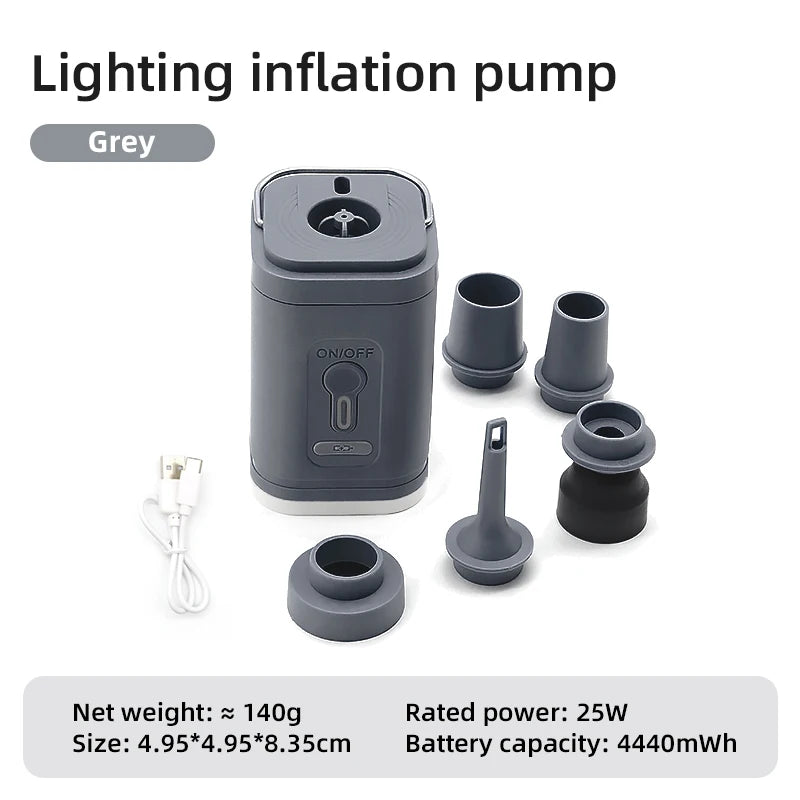 3-in-1 Electric Air Pump with Lights – Mini Wireless Inflator & Deflator
