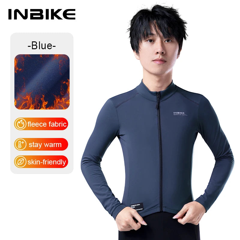 INBIKE Winter Men’s Cycling Jersey – Long Sleeve Fleece Warm MTB & Road Bike Clothing