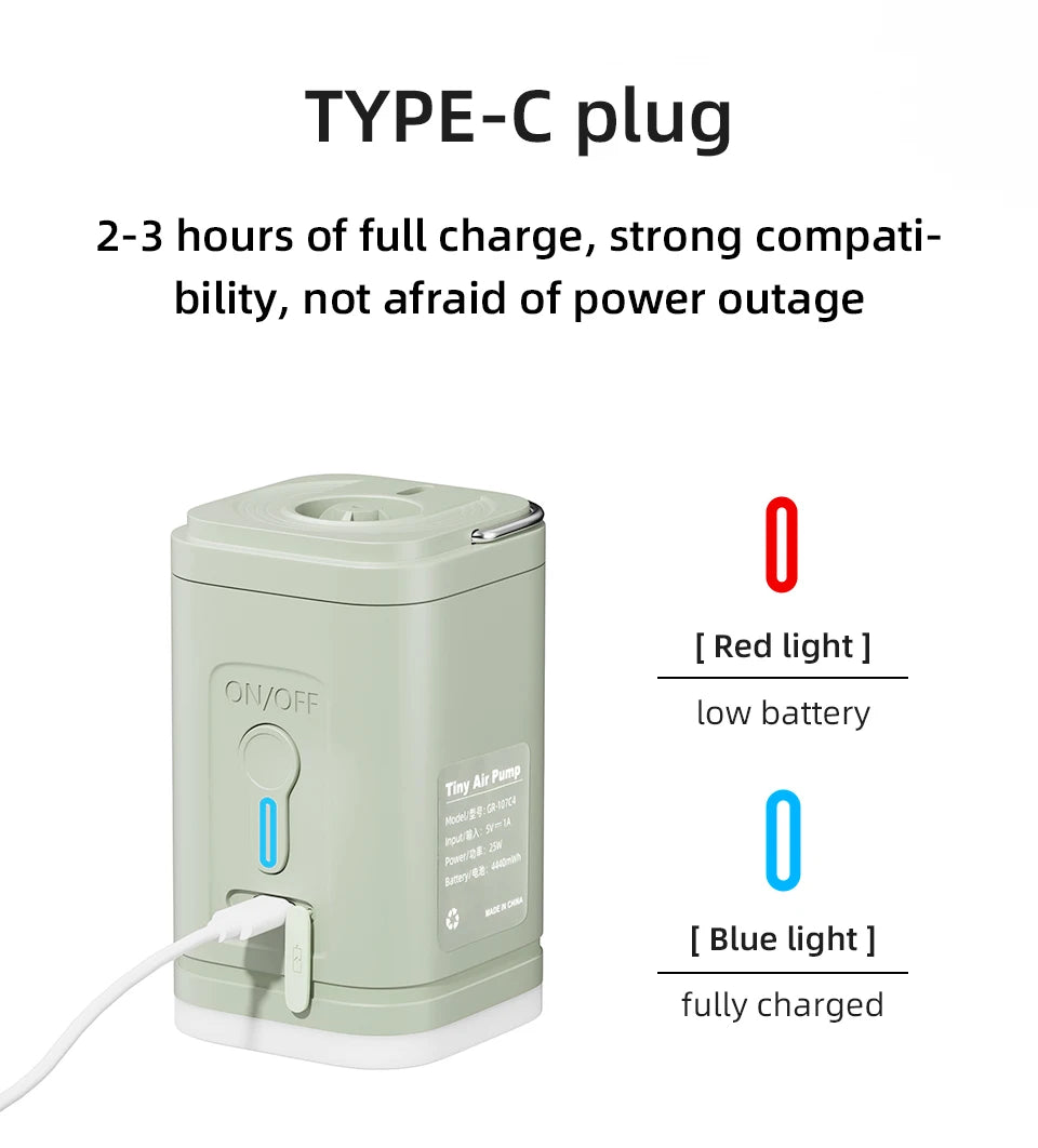 3-in-1 Electric Air Pump with Lights – Mini Wireless Inflator & Deflator