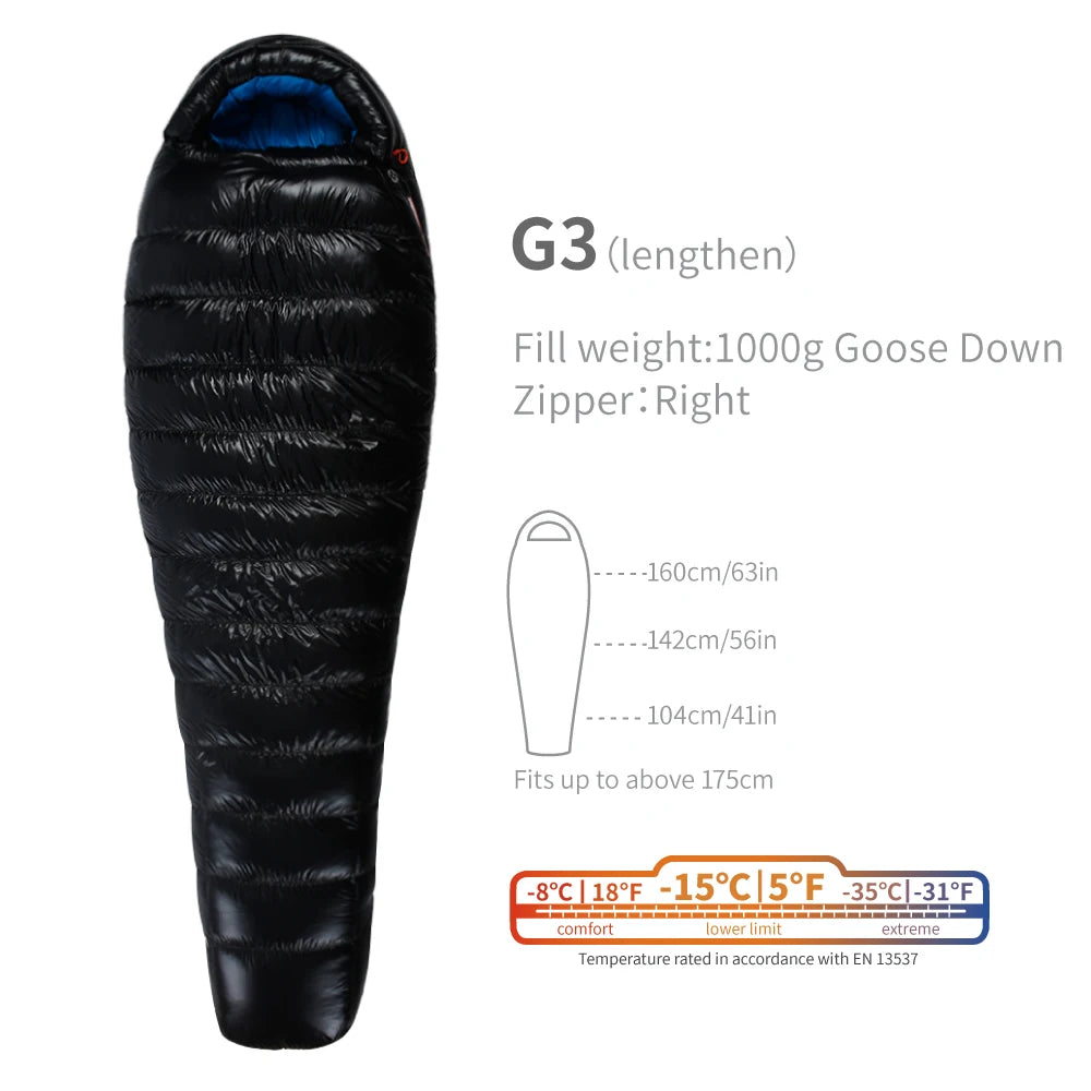 AEGISMAX Premium 800FP Goose Down Sleeping Bag – Compact, Warm & Built for Adventure