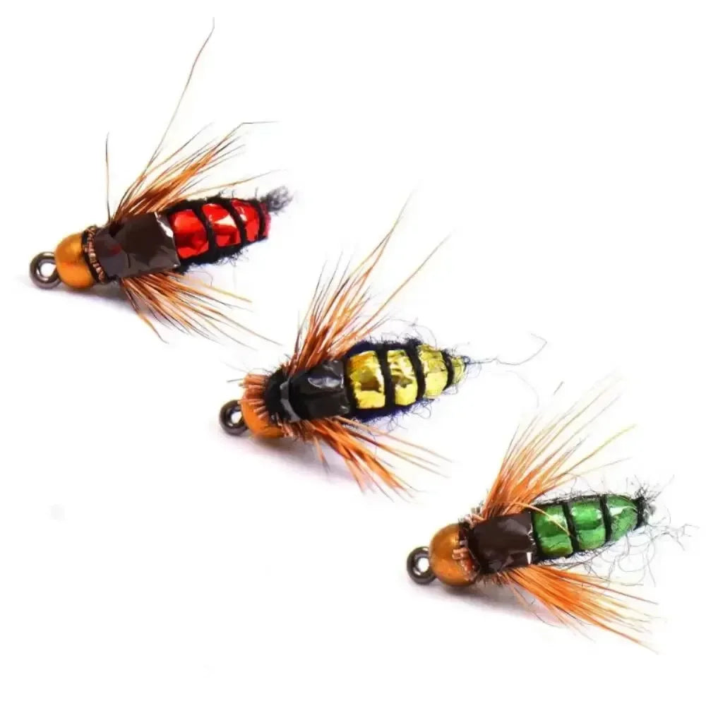 Artificial Insect Fly Fishing Bait with Brass Bead (5/10pcs)