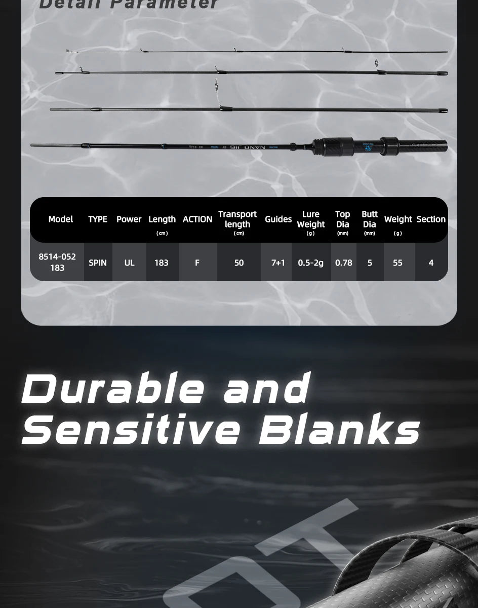 MIFINE NANO JIG Travel Spinning Rod – Ultra-Light & Portable