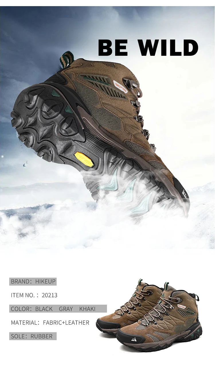 HIKEUP Men’s Winter Hiking Boots – Suede High-Top Tactical Outdoor Footwear