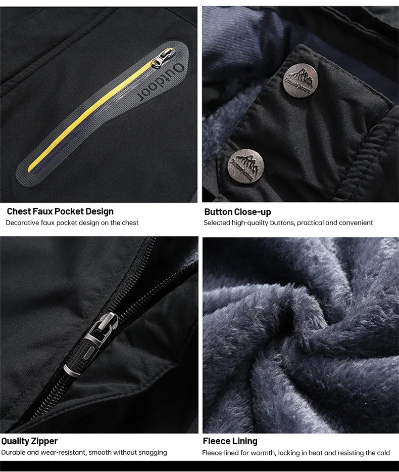 Men’s Plush Warm Fashion Jacket – Autumn & Winter Outdoor Sports Coat