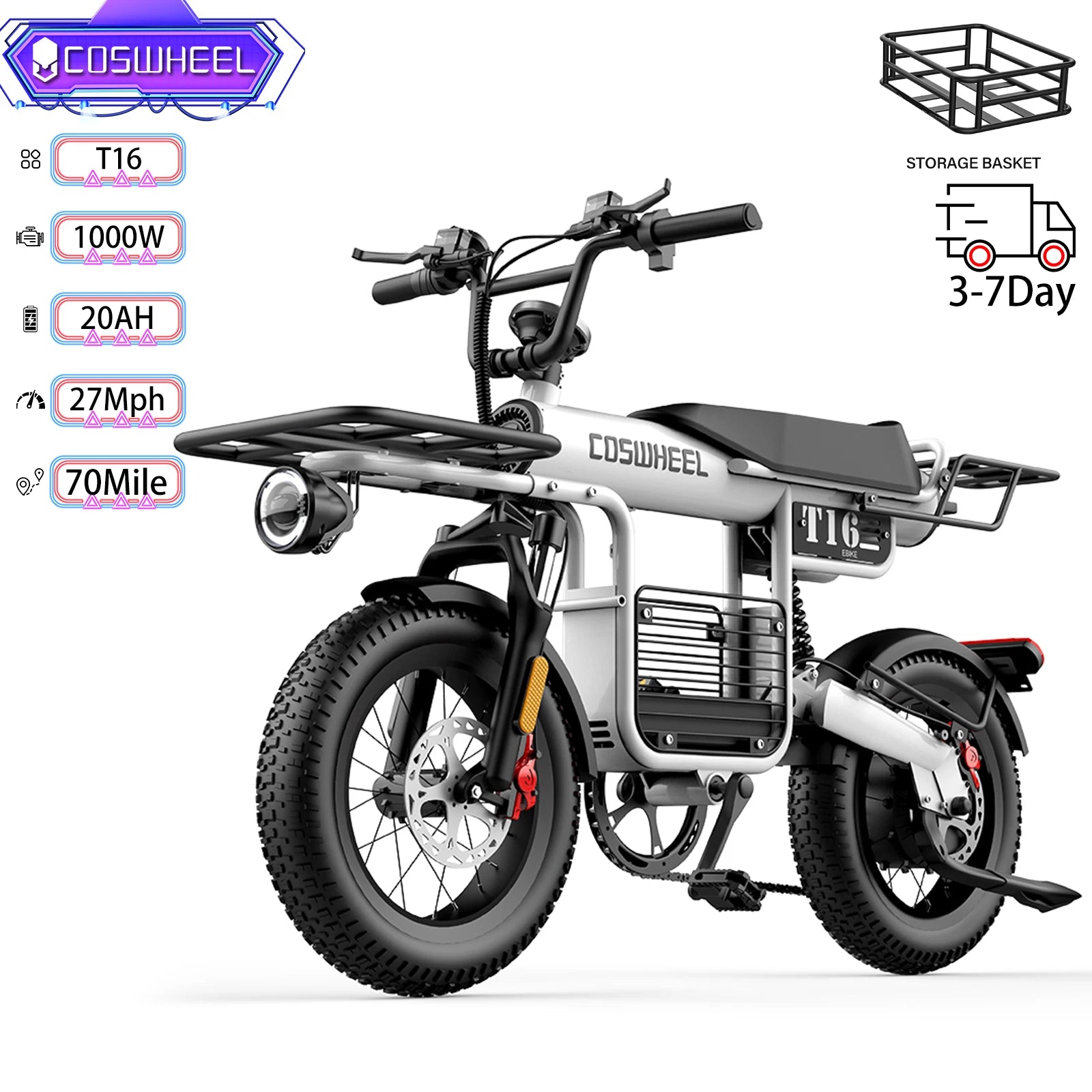 COSWHELL T16 1000W Adult Electric Bike – Power, Comfort & Long Range
