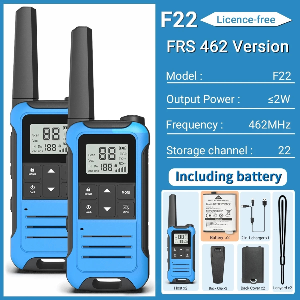 2pcs Baofeng F22 Mini Walkie Talkies