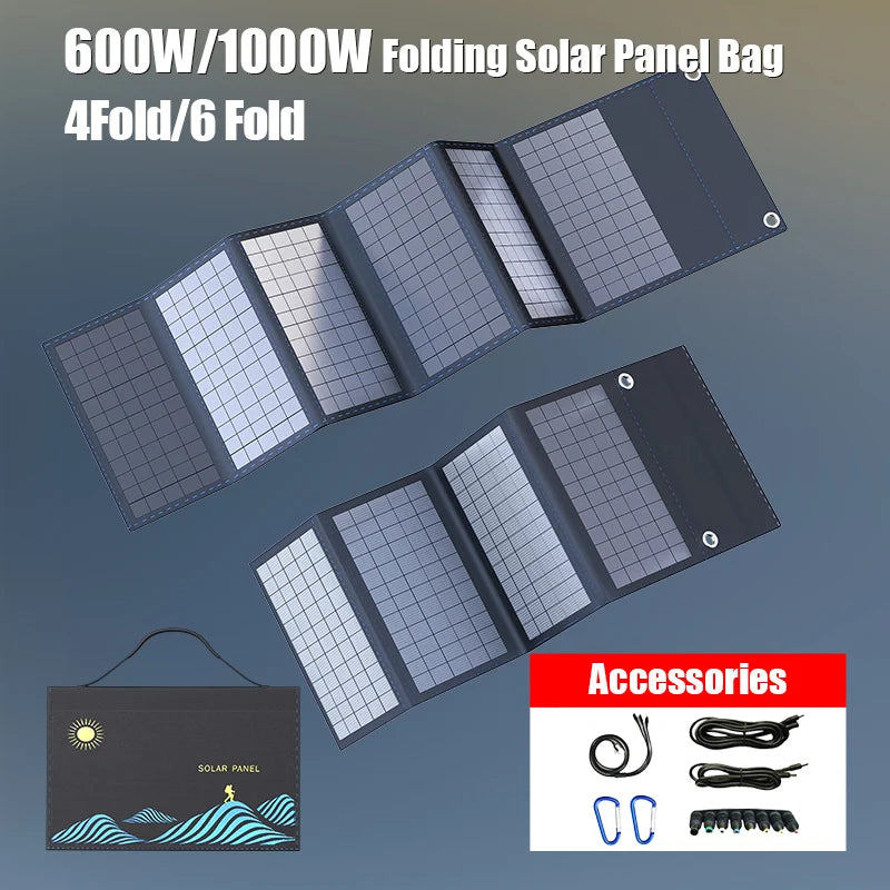 1000W Portable Folding Solar Panel with USB/DC Outlets