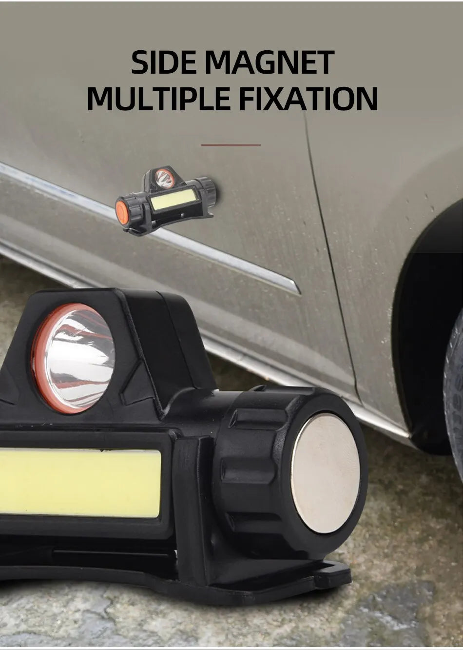 Rechargeable COB LED Headlamp with Magnetic Head Torch