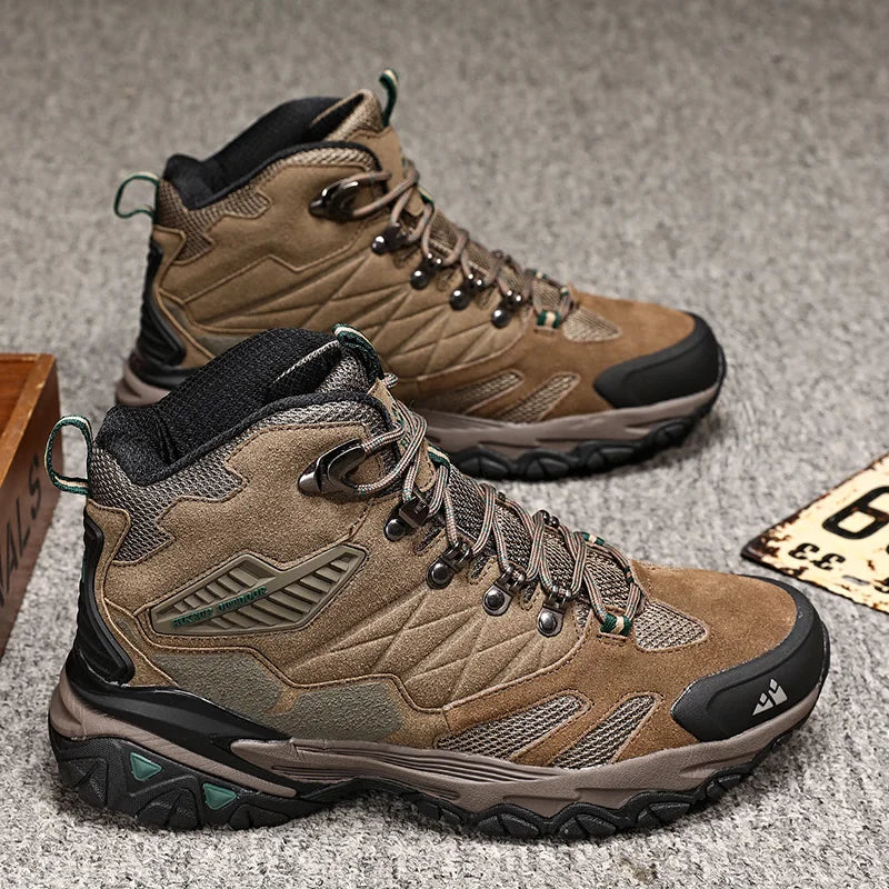 HIKEUP Men’s Winter Hiking Boots – Suede High-Top Tactical Outdoor Footwear