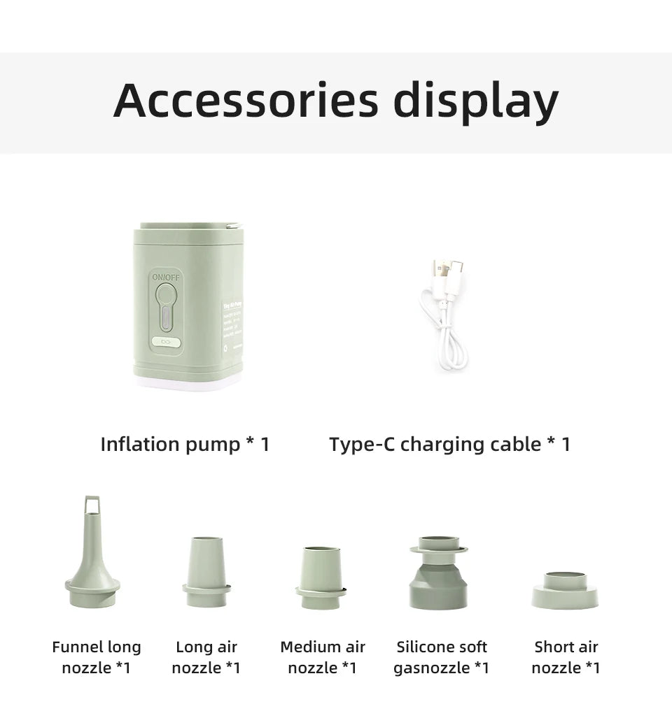 3-in-1 Electric Air Pump with Lights – Mini Wireless Inflator & Deflator