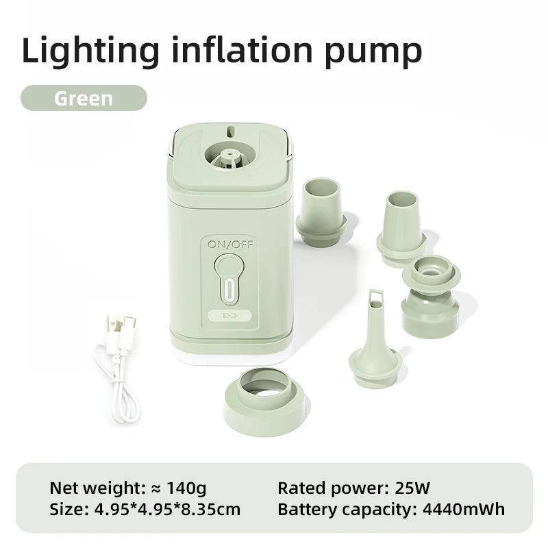 3-in-1 Electric Air Pump with Lights – Mini Wireless Inflator & Deflator