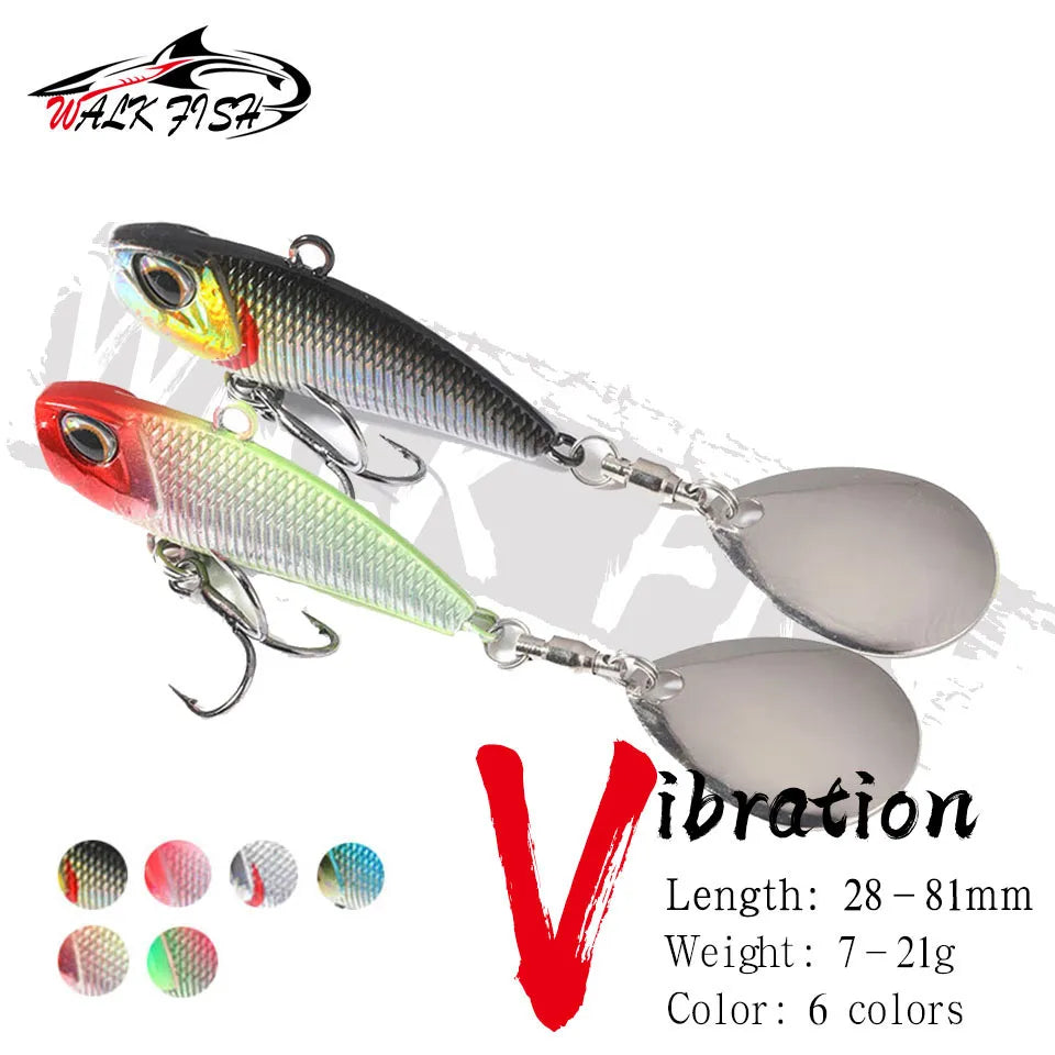 WALK FISH Spinner Bait Metal VIB Fishing Lure – Rotating Tail Vibration Sequins