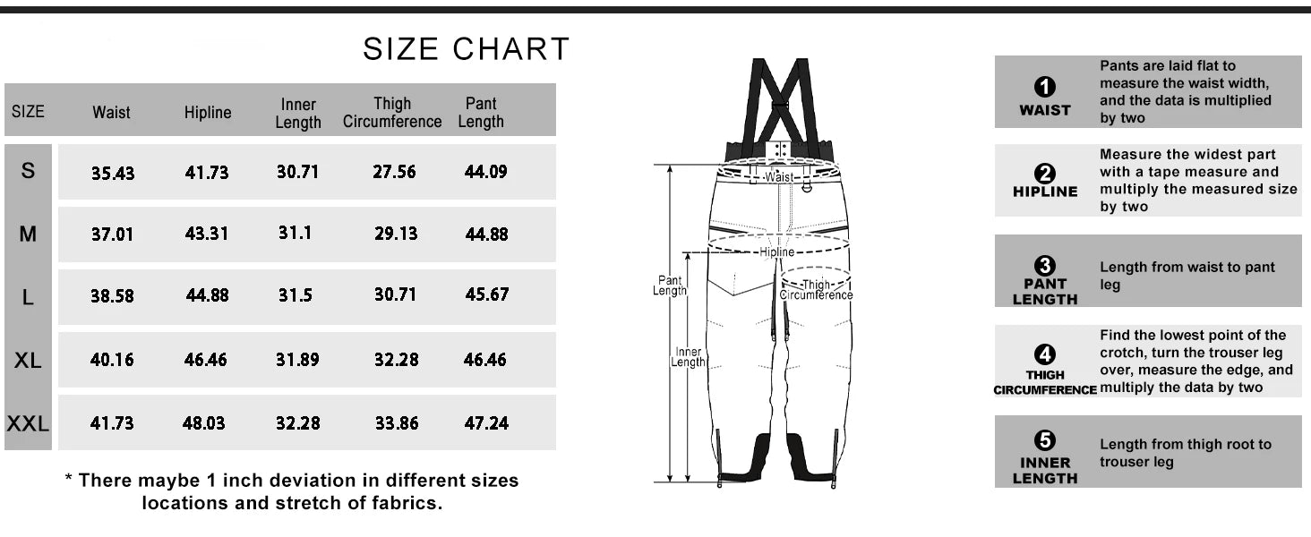 Waterproof Ski & Snow Overalls with Suspenders