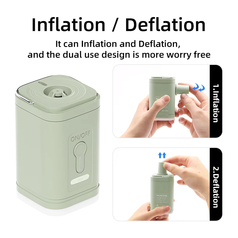 3-in-1 Electric Air Pump with Lights – Mini Wireless Inflator & Deflator