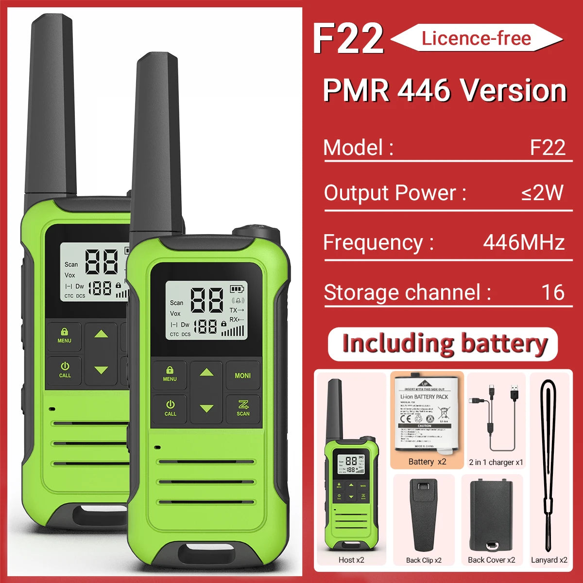 2pcs Baofeng F22 Mini Walkie Talkies