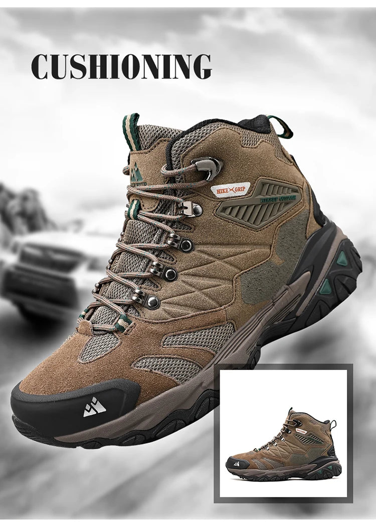 HIKEUP Men’s Winter Hiking Boots – Suede High-Top Tactical Outdoor Footwear