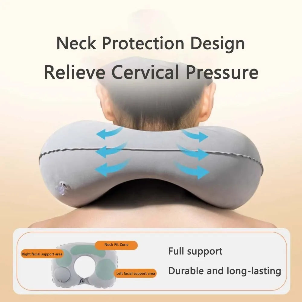 TARKA Inflatable Flocking Neck Pillow for Travel & Camping