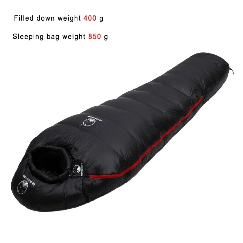 BLACKSNOW Very Warm White Goose Down Mummy Sleeping Bag – Winter-Ready Thermal Comfort
