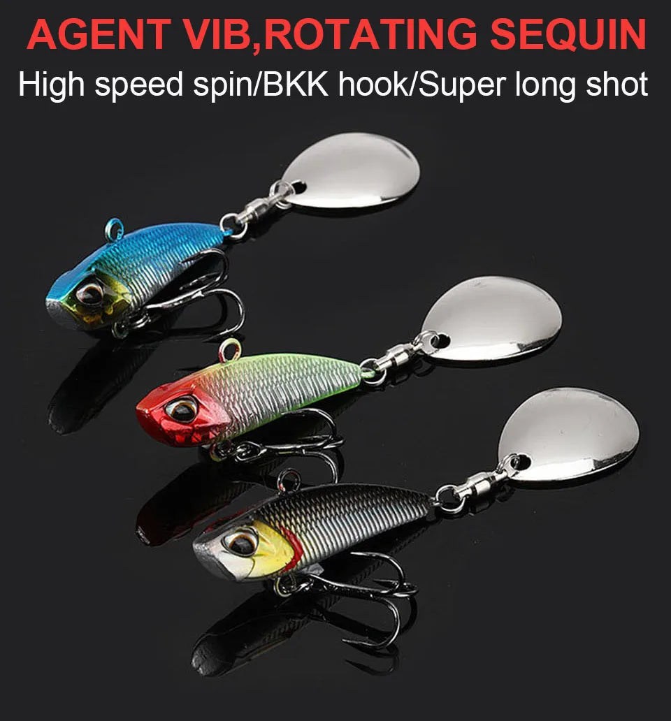 WALK FISH Spinner Bait Metal VIB Fishing Lure – Rotating Tail Vibration Sequins
