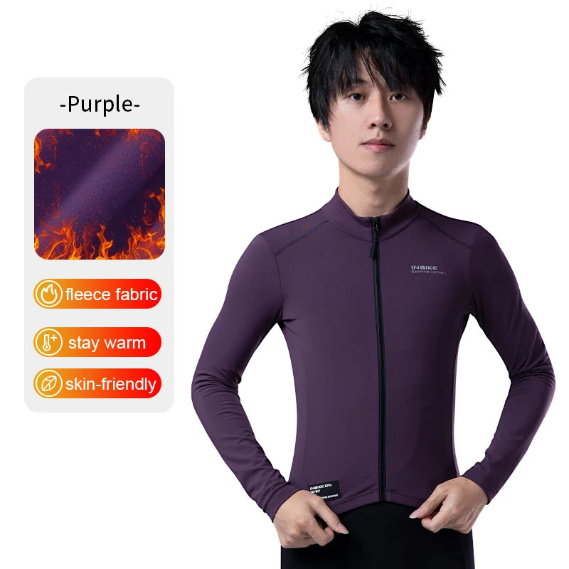 INBIKE Winter Men’s Cycling Jersey – Long Sleeve Fleece Warm MTB & Road Bike Clothing