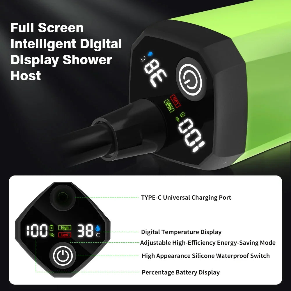Camping Shower Pump Kit with Digital Display & Adjustable Flow