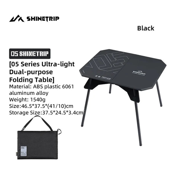 ShineTrip 05 Ultralight Folding Camping Table with ABS Top & Aluminum Legs
