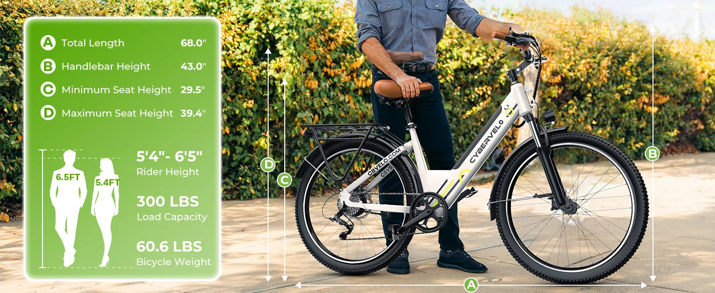 CYBERVELO 1000W Peak Electric Bike – Long Range & High Performance for Adults