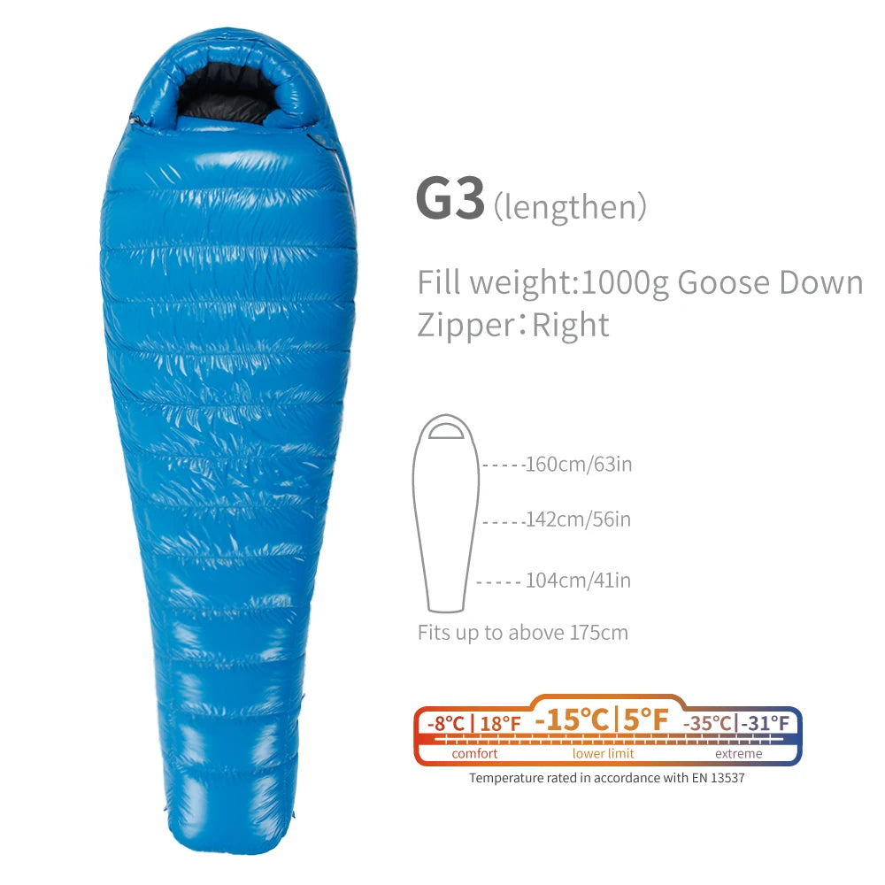 AEGISMAX Premium 800FP Goose Down Sleeping Bag – Compact, Warm & Built for Adventure