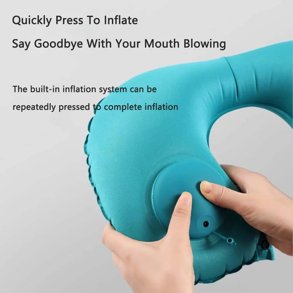 TARKA Inflatable Flocking Neck Pillow for Travel & Camping