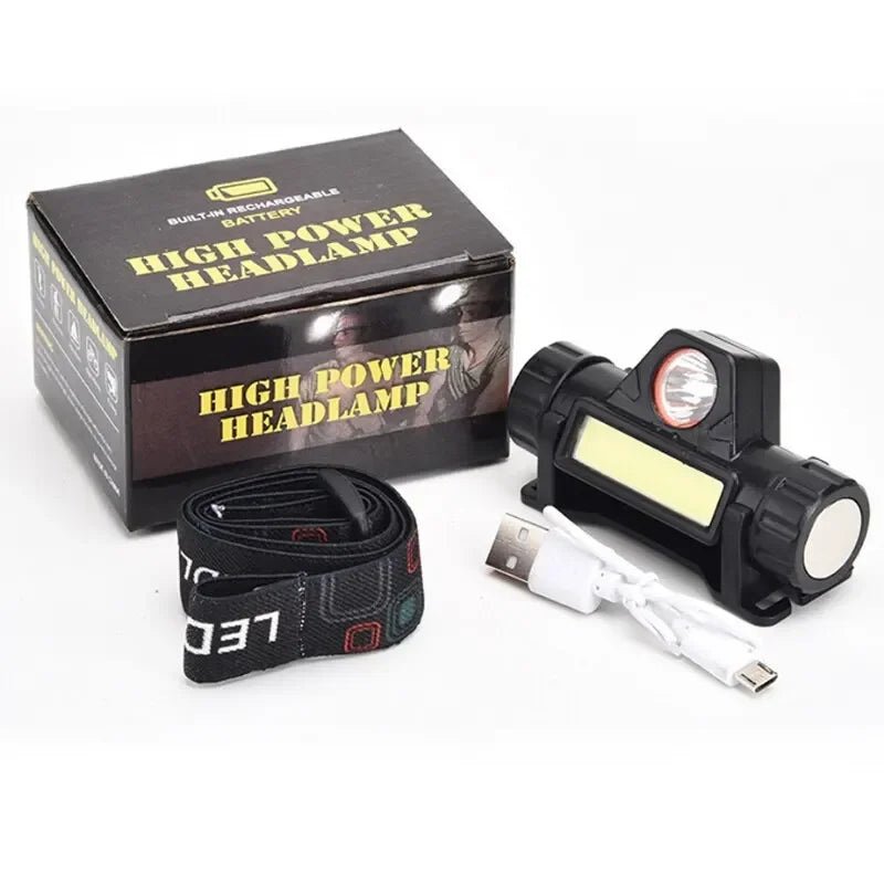 Rechargeable COB LED Headlamp with Magnetic Head Torch