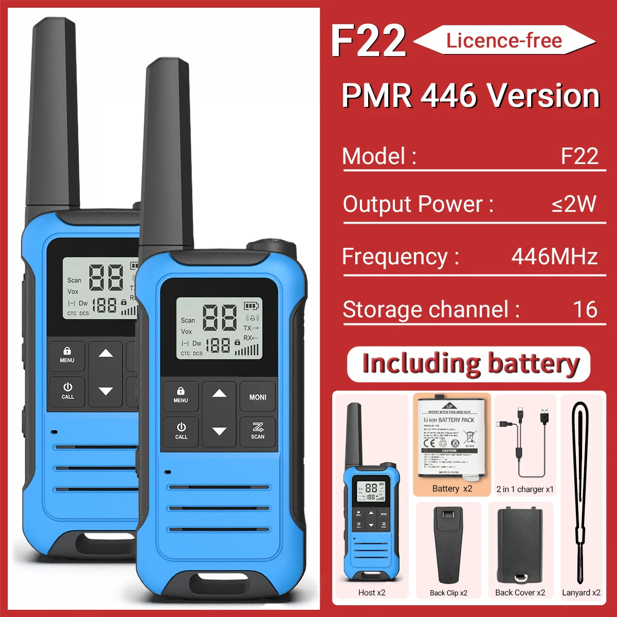 2pcs Baofeng F22 Mini Walkie Talkies
