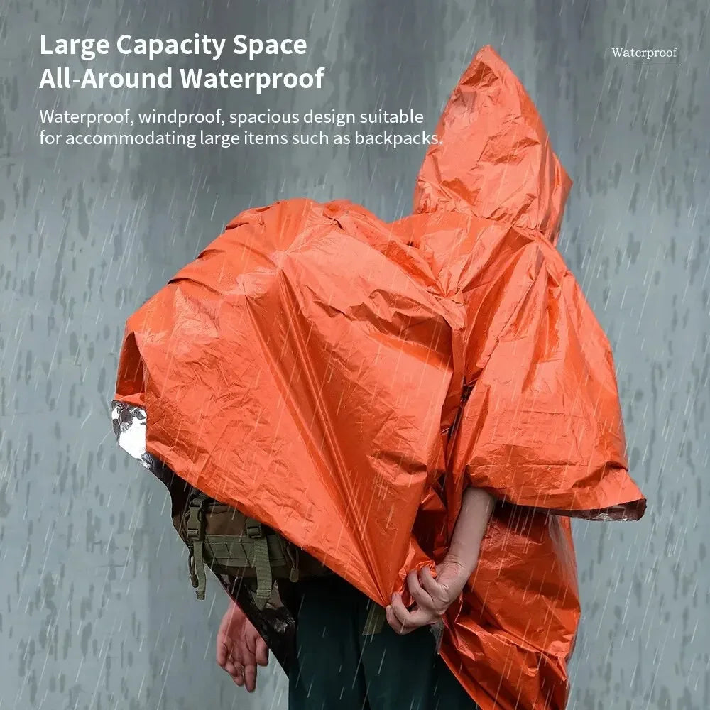 Emergency Waterproof Rain Poncho for Survival